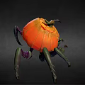 Halloween Pumpkin Spider Creature With Glowing Eyes And Spooky Spider Legs