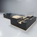 Modern Black Display Shelves With Glass Showcase And Organized Retail Compartments