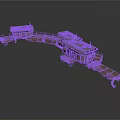 Rusty Industrial Metal Structure With Bent Connected Platforms And Roofs