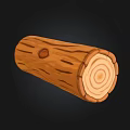 Natural Stone and Wood Log with Cross Section Growth Rings and Textured Surface