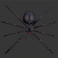 Artistic Sci Fi Spider 3D Model With Dark Body Pink Red Legs And Red Eyes