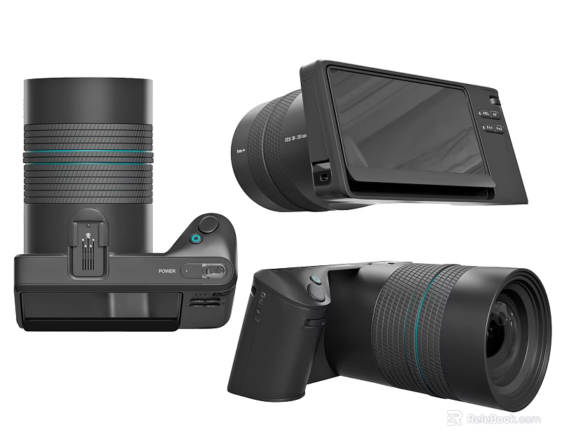 Smartphone Digital Camera Accessories With Black Lens And Display Screen Components 3d model