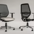 Modern Office Chairs With Mesh Backrests Beige Seats Black Frames And Wheels 3d model
