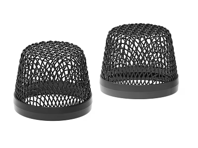 Two Black Mesh Dome Shaped Practical Household Items With Stable Base 3d model