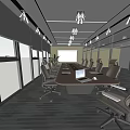 Modern Conference Room Interior Design With Long Wooden Table Ergonomic Chairs And Large Windows