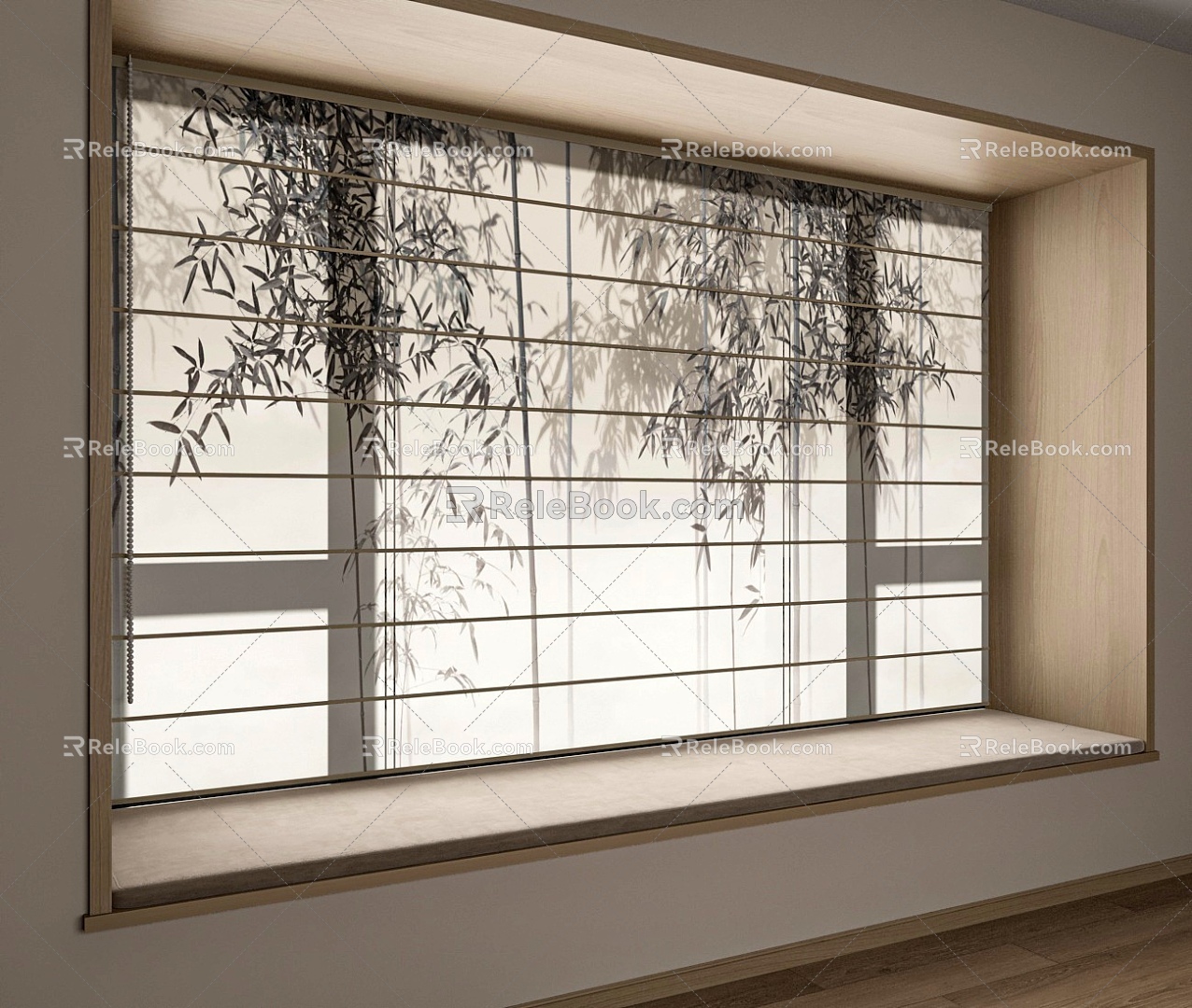 New Chinese Bamboo Curtain Rolling Curtain Shangri-La Curtain 3d model