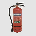 Red Powder Fire Extinguisher with Black Hose and Emergency Safety Features