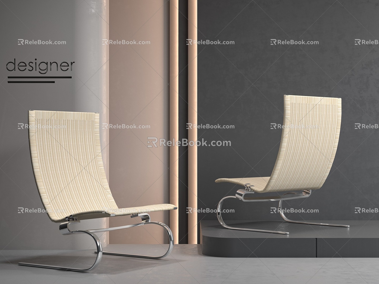 Rattan leisure chair wood 3d model