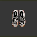 White Athletic Sneakers With Orange Sole And Black Stripes Knit Upper Design