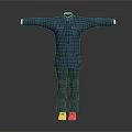 Blue Traditional Chinese Clothing Full Body View With Long Sleeves And Pockets