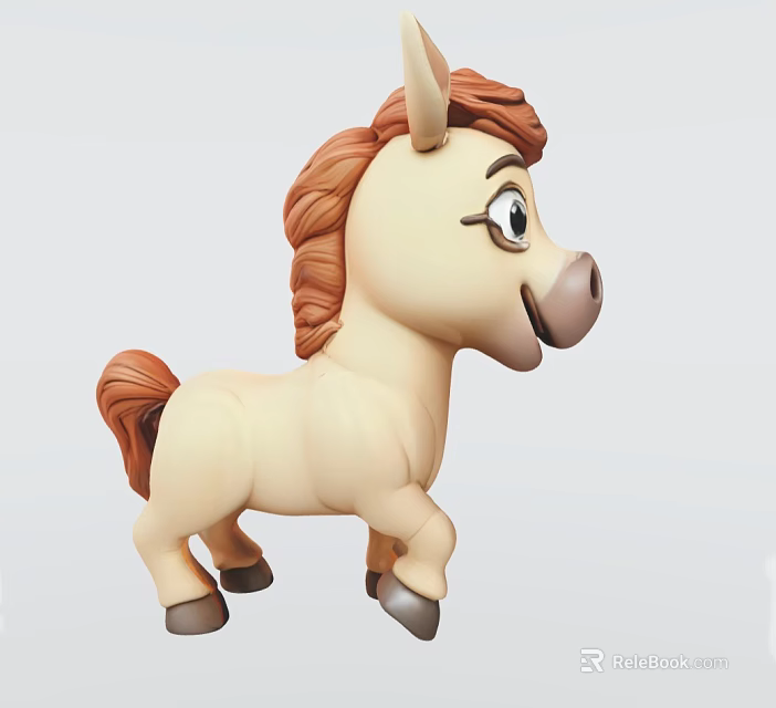 Cute Cartoon Pony Decorative Ornament Set With Beige And Brown Design For Home Decoration 3d model 