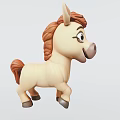 Cute Cartoon Pony Decorative Ornament Set With Beige And Brown Design For Home Decoration