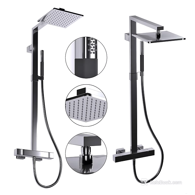 Modern Multi Function Shower System With Rain Head Handheld Spray And Chrome Finish 3d model 