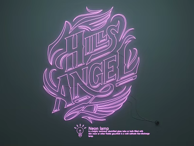 Purple Neon Lighting Combination With Artistic Font Design For Wall Decor 3d model