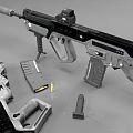 Modern Tactical Rifle With Disassembled Parts Magazine Grip And Scope