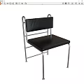 Black Metal Frame Leisure Chair With Foldable Design And Multi Angle Views 3d model