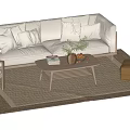 Modern Sofa Coffee Table Combination Log Sofa Coffee Table Combination 3d model