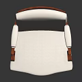 Modern Chair With White Fabric Upholstery And Brown Wooden Arms And Legs