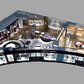 Modern Clothing Store Interior With Chandelier Golden Decor Marble Floor Display Racks And Black Counter