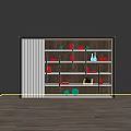 Modern Wooden Bookshelf With White Panel Shelves Featuring Books Decorative Vases Spheres And Photo Frame