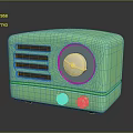 Vintage Green Radio Speaker with Retro Classic Design and Control Knobs 3d model