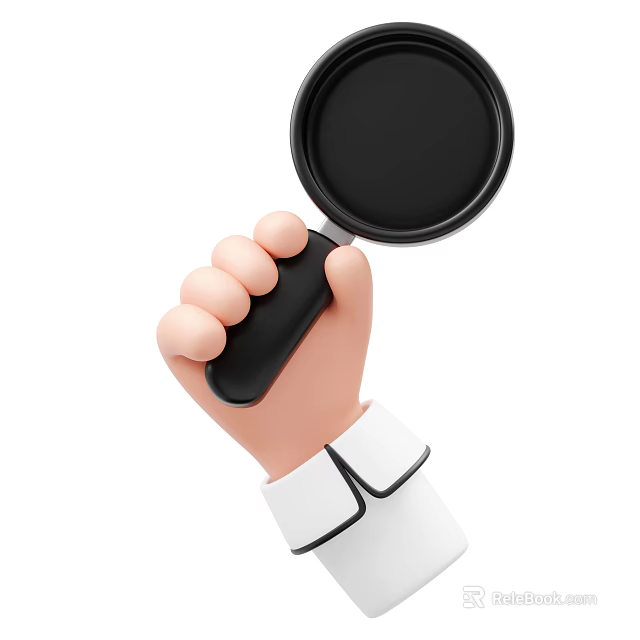 Hand Holding Black Cooking Pan With White Sleeve And Black Cuff 3d model 