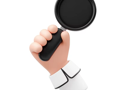 Hand Holding Black Cooking Pan With White Sleeve And Black Cuff 3d model