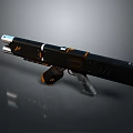 Futuristic Sci Fi Weapon With Black And Orange Modern Design And Barrel Grip
