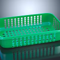 Green Plastic Perforated Storage Basket Ideal for Household Item Organization