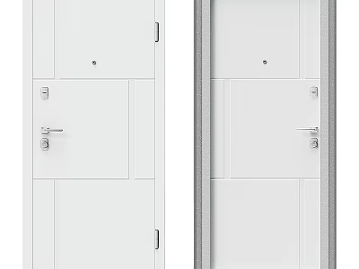 Modern White Hinged Door Design For Interior With Handle And Lock Details 3d model
