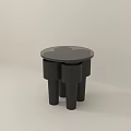 Modern Black Side Table With Minimalist Design And Double Column Base 3d model