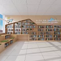 Cozy Reading Room with Wooden Bookshelves Books Green Cushions and Natural Light