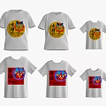 White Tshirts With Cartoon Lion Head Design Yellow Red Background Text Elements Adult Kids Sizes