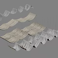 Elegant Ceiling Drapery Design With Hanging Light Beige Fabric And Layered Arrangement