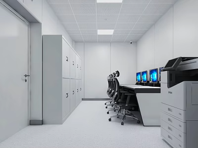 modern monitoring room 3d model