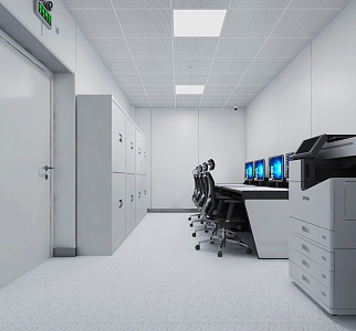 modern monitoring room 3d model