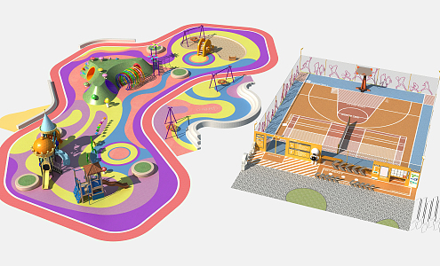 Modern children's play area 3d model