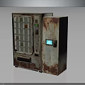 Vintage Rusted Vending Machine With Glass Door Compartments And Blue Screen