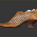Elegant Orange High Heels With Grid Like Design And White Square Embellishments