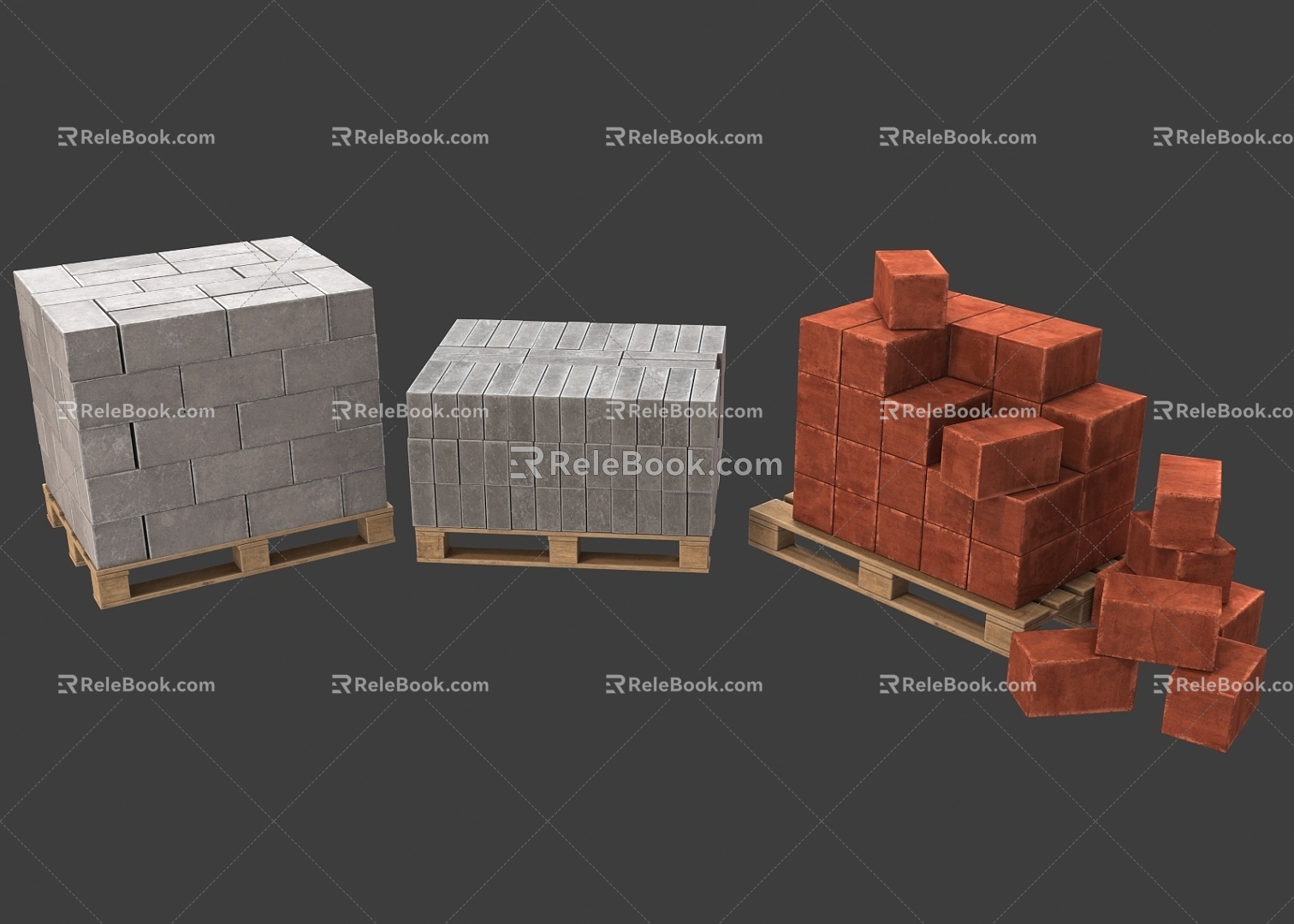 Concrete Brick Cement Brick Stone Brick Concrete Block Brickwork Cement Brick Building Material Mud Brick Construction Material Wall Brick Cement Block Red Brick 3d model