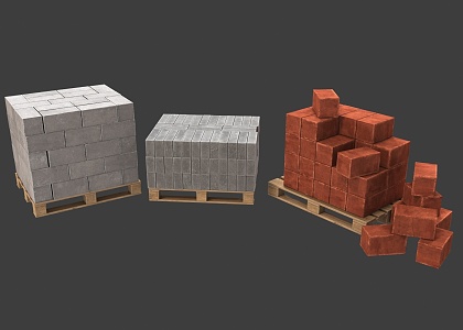 Concrete Brick Cement Brick Stone Brick Concrete Block Brickwork Cement Brick Building Material Mud Brick Construction Material Wall Brick Cement Block Red Brick 3d model