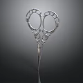 Artistic Intricate Silver Scissors Carving With Ornate Patterns And Detailed Design