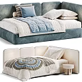 Modern Soft Upholstered Kids Bed With Cozy Bedding Sets And Diverse Premium Fabric Swatches
