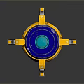 Futuristic Yellow And Blue Computer Component With Mechanical Structure And Circular Design 3d model