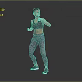 Woman Practicing Boxing Moves In Gray Sports Bra Tight Leggings And Sneakers