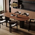 Modern Dining Area With Oval Wooden Table Chairs Pendant Light And Natural Light