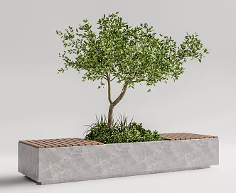 Modern Outdoor Chair Landscape Flower Pond Bench 3d model