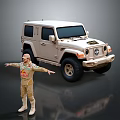 Beige Four Door Off Road SUV Featuring Round Headlights And Large Tires