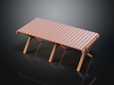 Outdoor Public Chair With Wooden Slats Design And Foldable Frame For Portable Use 3d model