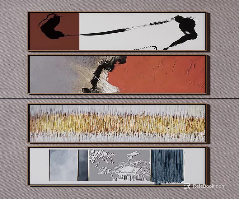Abstract Wall Art Paintings With Modern Design For Interior Decoration 3d model 